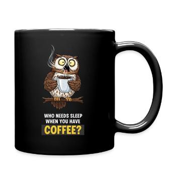 Kaffee Eule - Tasse einfarbig - Schwarz - Rechts