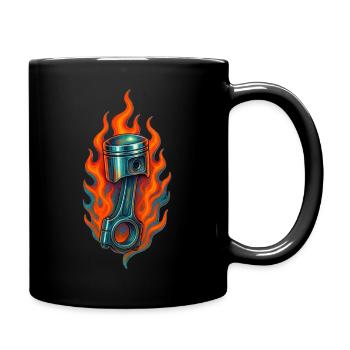 Kolben_in_Feuer - Tasse einfarbig - Schwarz - Rechts