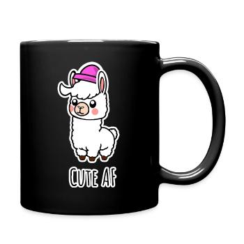 Cute AF Llama Baby or Alpaca - Full Colour Mug - black - Right