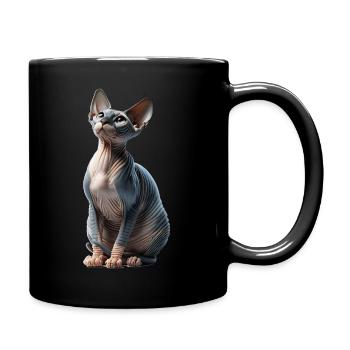 Sphynxkatze Sphynx Cat - Tasse einfarbig - Schwarz - Rechts