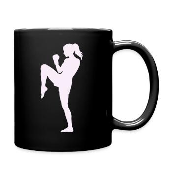 Woman Martial Arts Dynamic Kick - Full Colour Mug - black - Right
