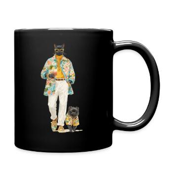 Tropical Cat in Designer Look - Full Colour Mug - black - Right