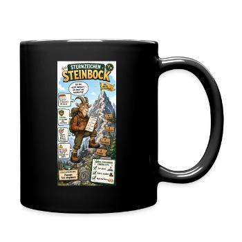 Steinbock - Gipfelziele in kleinen Etappen planen - Tasse einfarbig - Schwarz - Rechts