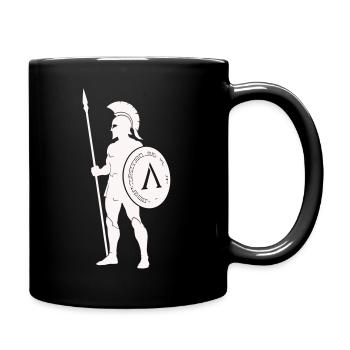 Spartanischer Krieger mit Schild - Tasse einfarbig - Schwarz - Rechts