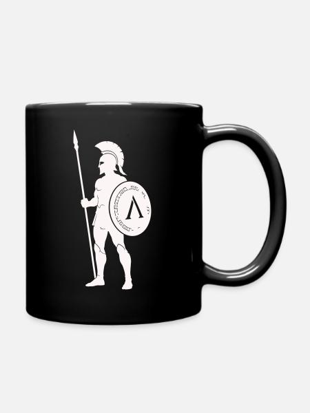 Spartanischer Krieger mit Schild - Tasse einfarbig - Schwarz