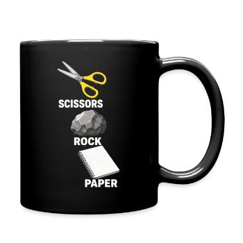 Schere Stein Papier Scissors Rock Paper Spiel - Tasse einfarbig - Schwarz - Rechts