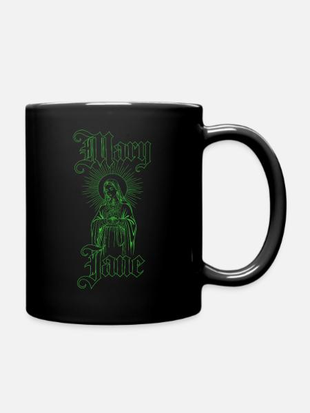 Grüne Ikone von Maria mit Strahlen - Tasse einfarbig - Schwarz