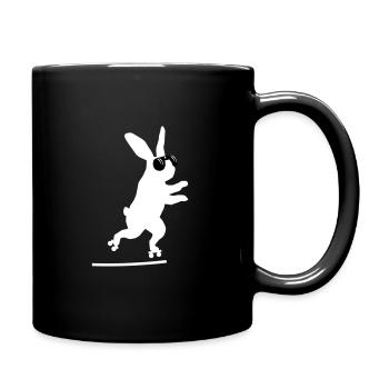 Lapin avec lunettes, patin à roulettes - Mug uni - noir - Droite