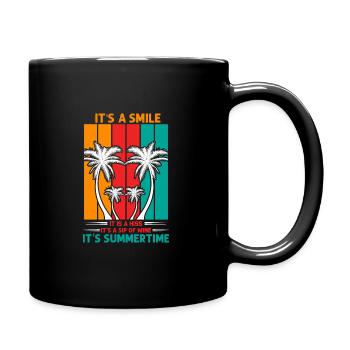 Summertime with Wine and smile - Tasse einfarbig - Schwarz - Rechts