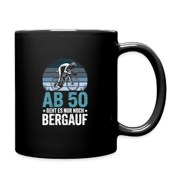 From 50 onwards it's uphill road bike 50th birthday - Full Colour Mug - black - Right
