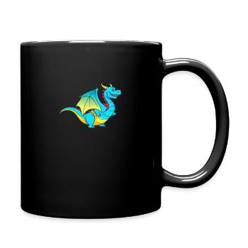 Fröhlicher Drache - Tasse einfarbig - Schwarz - Rechts