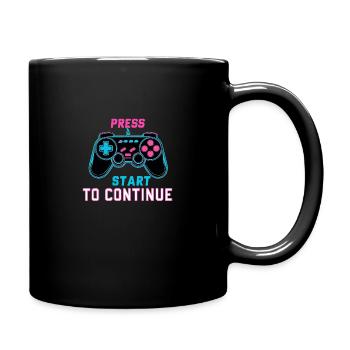 Press Start to Continue – Retro Neon Controller - Full Colour Mug - black - Right