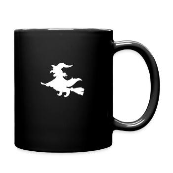 Sorcière sur balai - Mug uni - noir - Droite