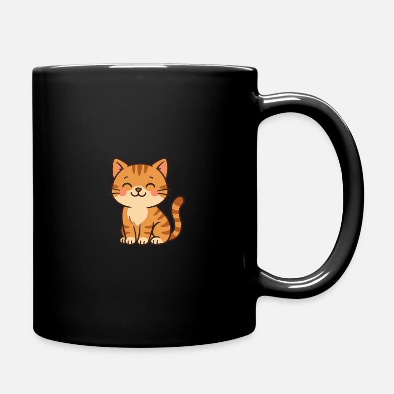 süße bunte Regenbogenkatze - Tasse einfarbig - Schwarz