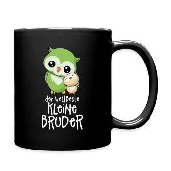 Der weltbeste kleine Bruder - Eulen Geschwister - Tasse einfarbig - Schwarz - Rechts