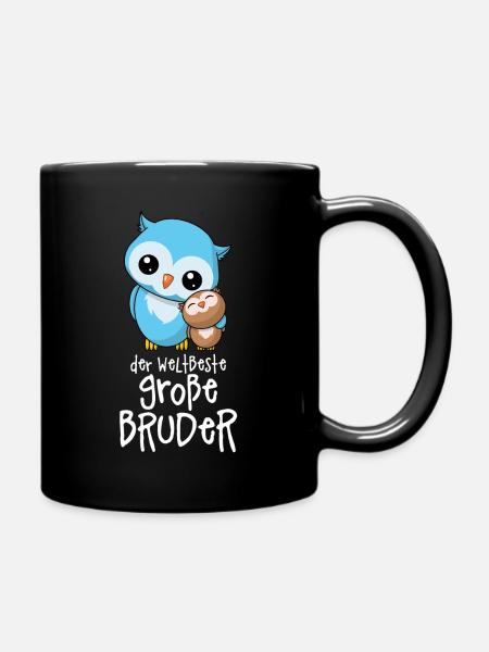 Der weltbeste große Bruder - Großer Bruder Eulen - Tasse einfarbig - Schwarz