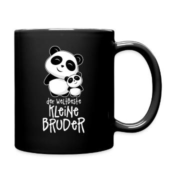 Der weltbeste kleine Bruder - Geschwister Pandas - Tasse einfarbig - Schwarz - Rechts