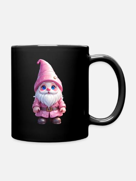 Gnome de Noël rose avec chapeau pointu - Mug uni - noir