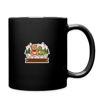 Peluchette et dinosaure dans la forêt - Mug uni - noir - Droite