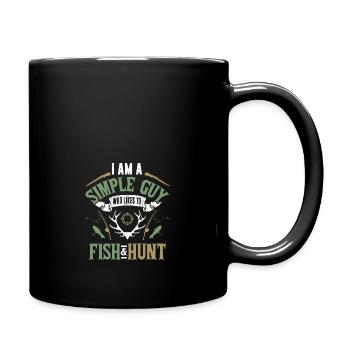Funny Fisherman and Hunter Saying Design - Full Colour Mug - black - Right