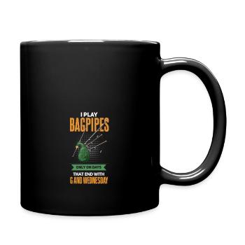 Funny Bagpipe Player Musician Design - Full Colour Mug - black - Right