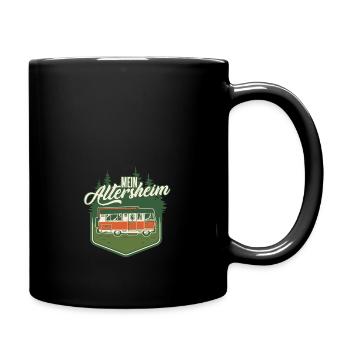 Lustiges Rentner Campingwagen Motiv - Tasse einfarbig - Schwarz - Rechts