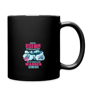 Lustiges Taucher Schwimmer Spruch Motiv - Tasse einfarbig - Schwarz - Rechts