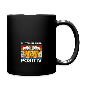 Blutgruppe Bier witziger Party Spruch - Tasse einfarbig - Schwarz - Rechts