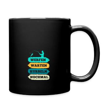 Lustiger Angler Fischer Spruch - Tasse einfarbig - Schwarz - Rechts