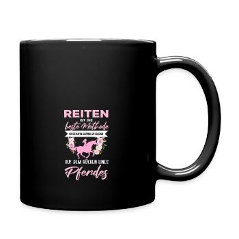 Süßes Pferde Pferdespruch Motiv - Tasse einfarbig - Schwarz - Rechts