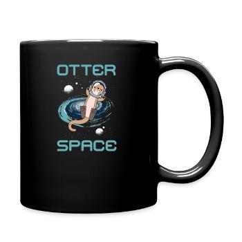 Otter Space Astronaut Lustiger Otter im Weltall - Tasse einfarbig - Schwarz - Rechts