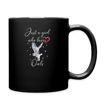 Frau Mädchen Liebe Herz Eule - Tasse einfarbig - Schwarz - Rechts