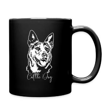 CATTLE DOG Hunde Portrait Hund Wilsigns - Full Colour Mug - black - Right