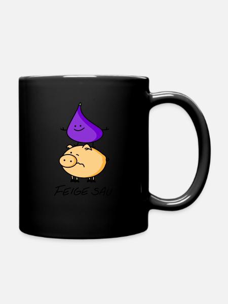 Feige und Sau - Tasse einfarbig - Schwarz