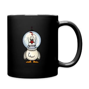 Astro Hühnchen im Weltall - Tasse einfarbig - Schwarz - Rechts