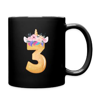 3. Geburtstag - Tasse einfarbig - Schwarz - Rechts