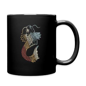 Koi Fisch Retro Style Vintage - Tasse einfarbig - Schwarz - Rechts