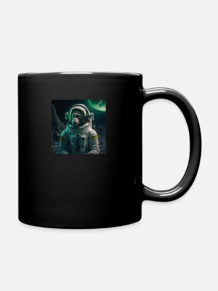 Singe astonaute (petit design) - Mug uni - noir