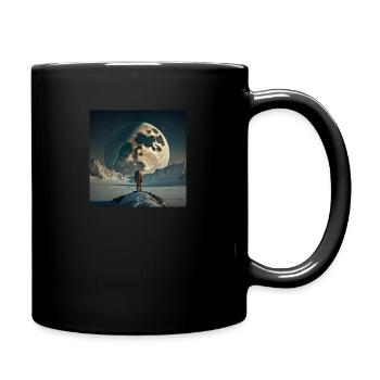 Mann auf dem Mond - Tasse einfarbig - Schwarz - Rechts