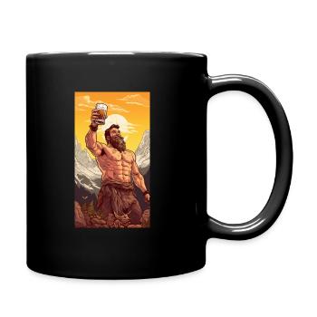 Strong Muscle Man Beer in Mountains Gift Dad - Full Colour Mug - black - Right