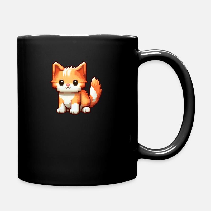 Pixel kat - Ensfarvet krus - sort