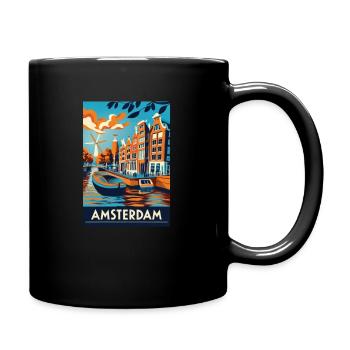 Amsterdam Travel Art - Tasse einfarbig - Schwarz - Rechts