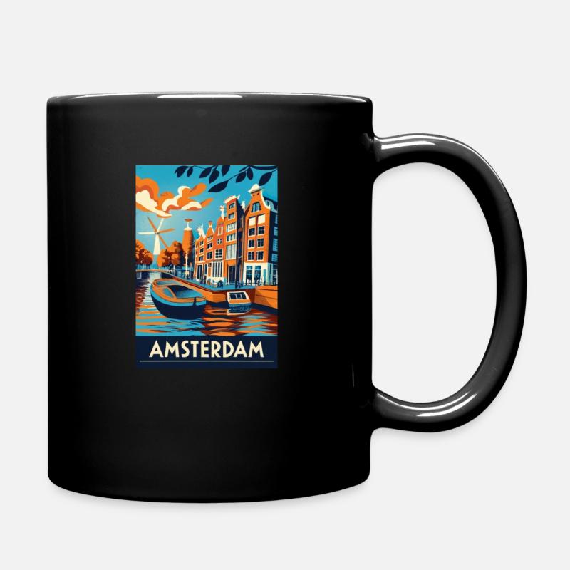 Amsterdam Travel Art - Tasse einfarbig - Schwarz