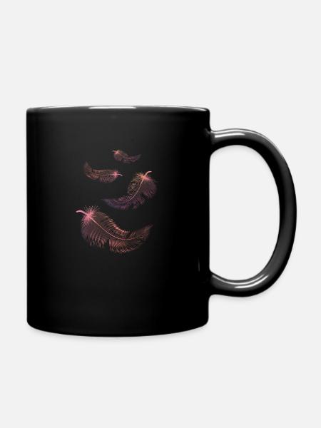 Plumes de couleurs rose et lilas - Mug uni - noir