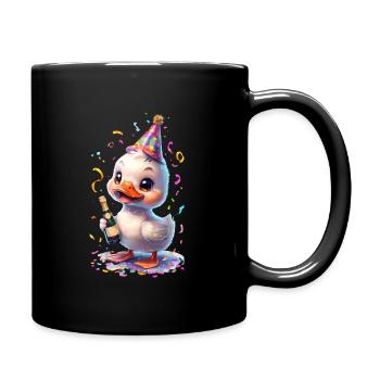 Whimsical Duck Celebrating With Confetti new year - Full Colour Mug - black - Right