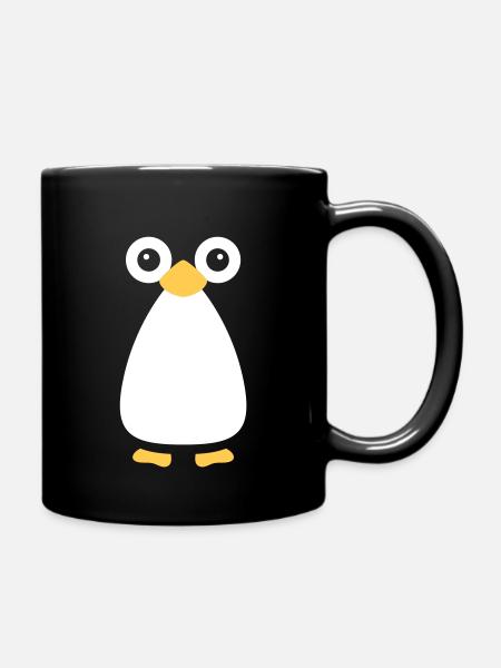 Cute Vector Penguin - Full Colour Mug - black