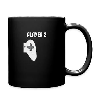 Player 1 Player 2 Gamer father son partner look - Full Colour Mug - black - Right