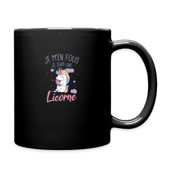 Je M'en Fous je suis une licorne Cadeau - Tasse einfarbig - Schwarz - Rechts