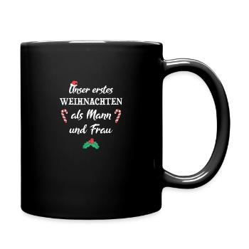 Unser erstes Weihnachten als Mann und Frau - Tasse einfarbig - Schwarz - Rechts