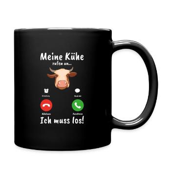 Meine kühe rufen an Landleben Landwirt Geschenk - Tasse einfarbig - Schwarz - Rechts
